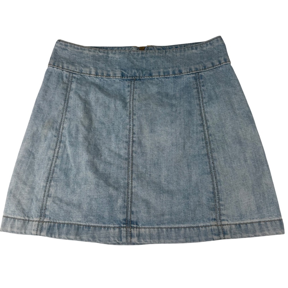Free People Denim Mini Skirt Womens 2 Blue Light Wash‎ Cotton Boho Coastal 005